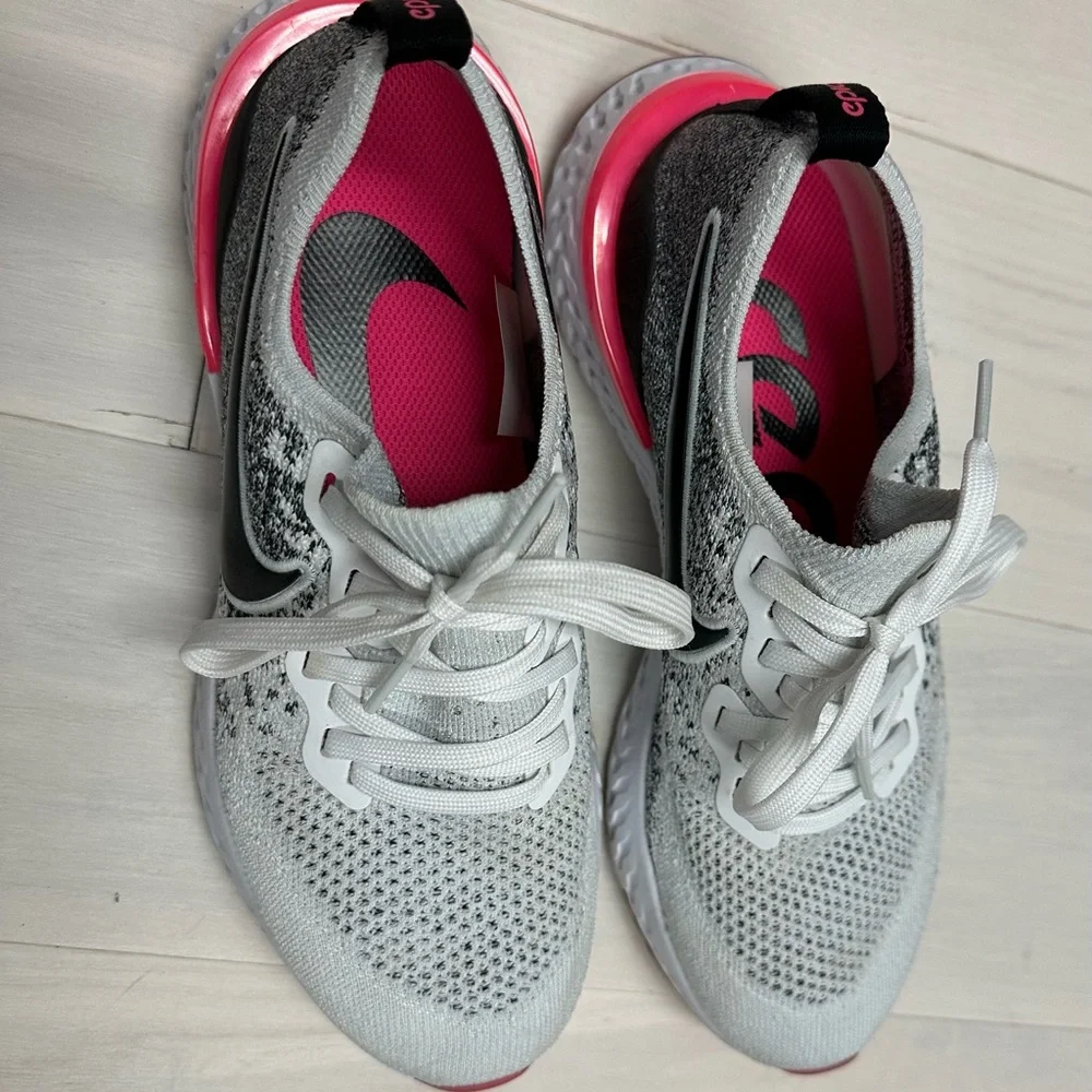 Nike Women's Gray and Pink Sneakers - Picture 2 of 4
